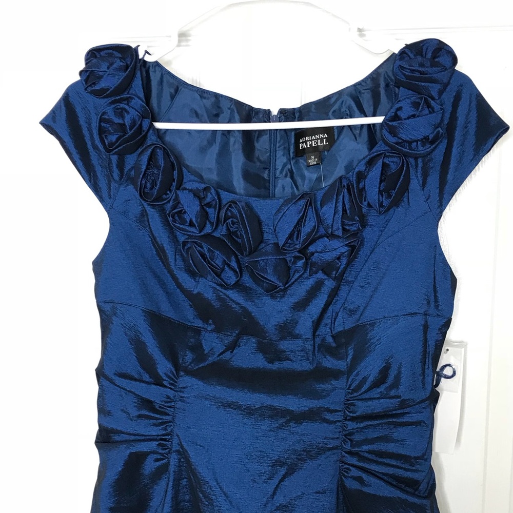 Blue Dress With Roses Along Neckline